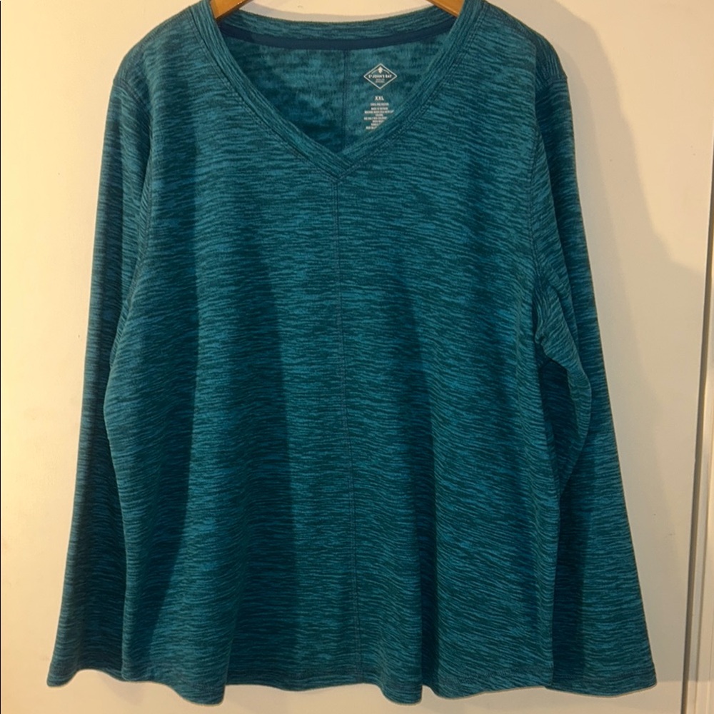 St. John’s Bay XXL Teal Polar Fleece V-Neck Long Sleeve Top
